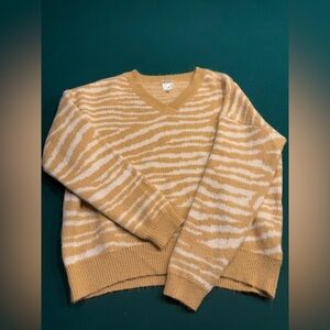 Freshman 1996 Beige and White Zebra Stripe Sweater